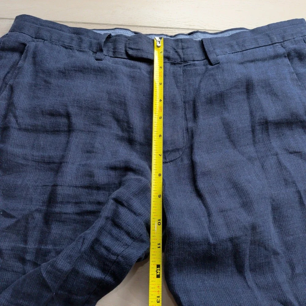 J.Crew Bowery Baird McNutt Irish Linen Pants Mens 32x34 (Fits 33x34) Navy Blue